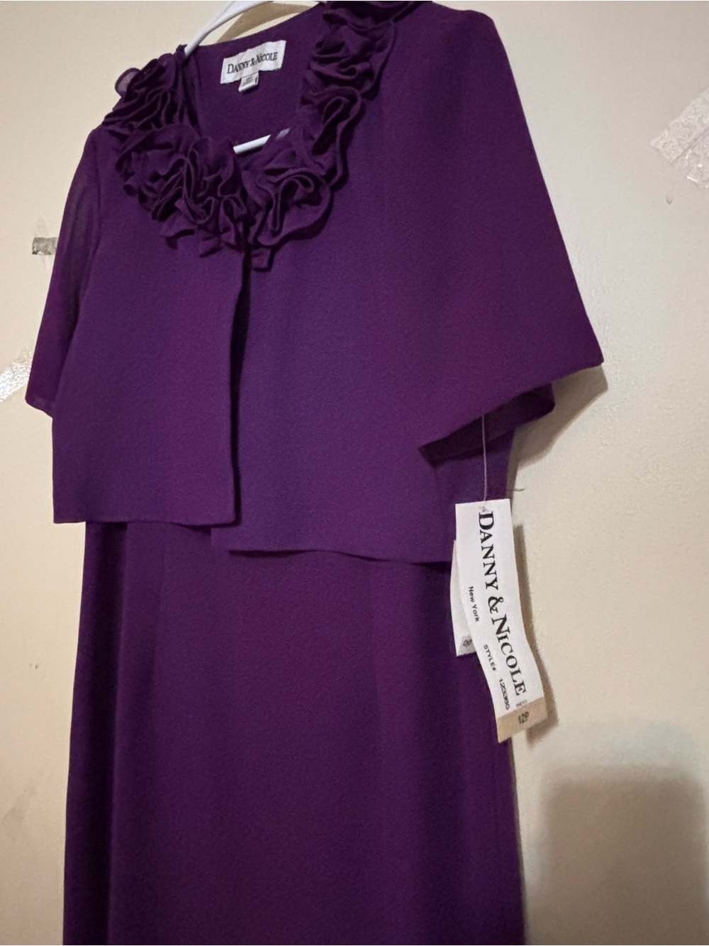 Danny & Nicole Deep Purple Midi Dress with Capelet